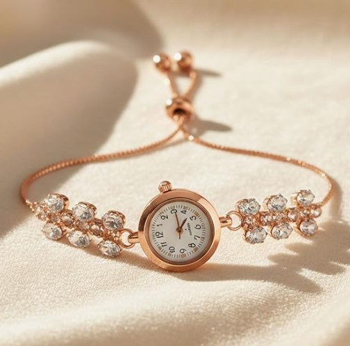 Crystal Chain Bracelet Analog Watch